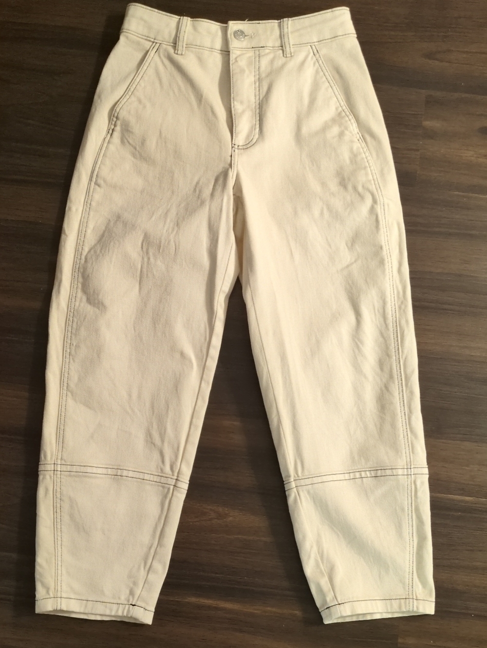 Everlane (Pre-Shein) Cream Cropped High-Rise Straight Utility Jeans